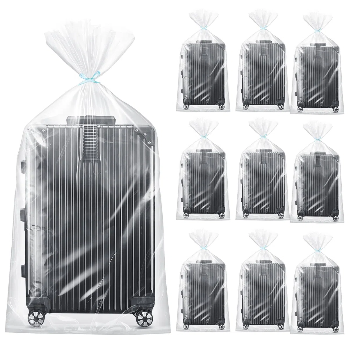 Lot de 10 Sacs de Rangement Extra Larges en Plastique Transparent 90 x 120 cm Grand Sac de Rangement de Grande Capacité pour Bagages Valises Meubles Couettes Arbre de Noël Chaises Vélos