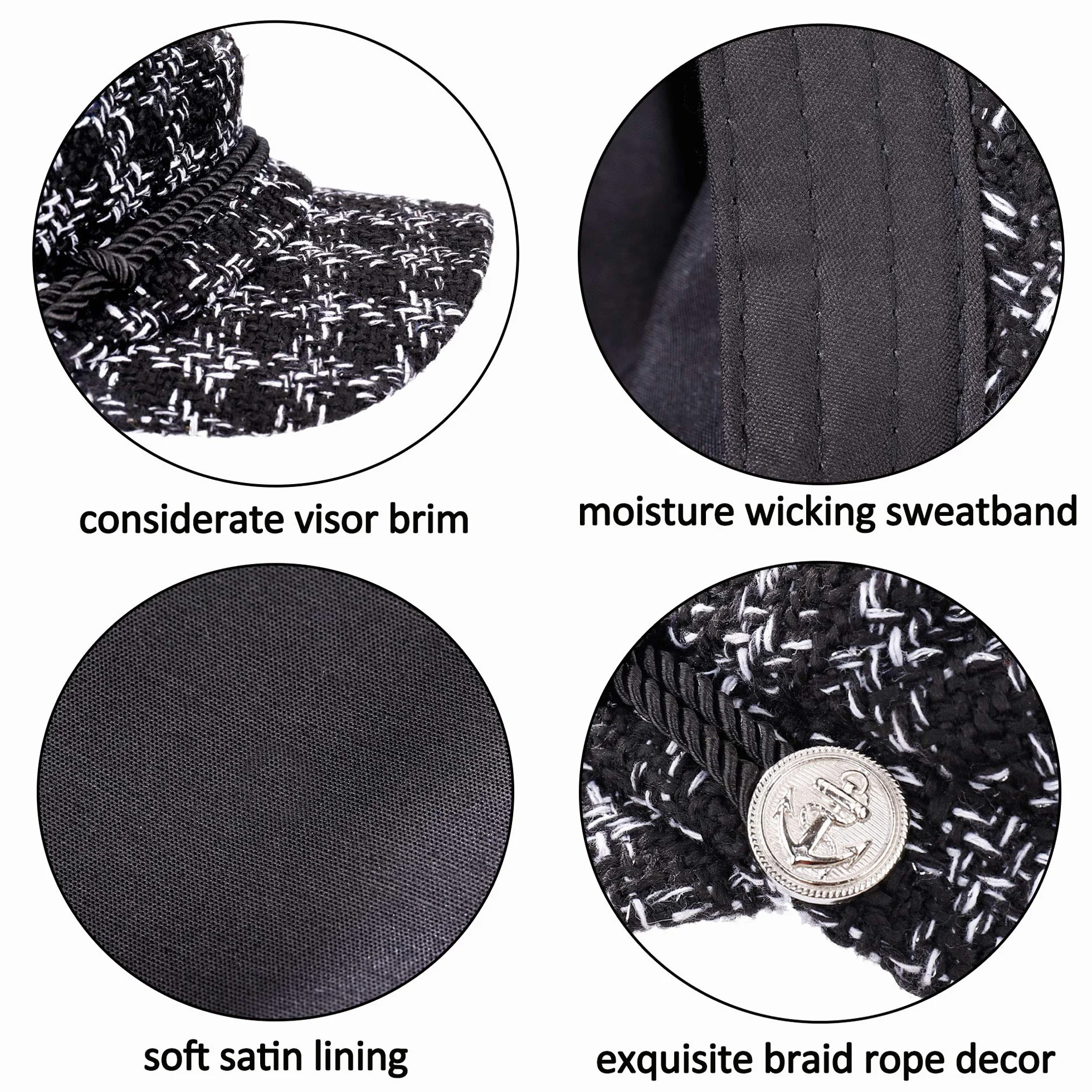 Béret Casquette Femme Mode Chapeaux Décontractée Rétro Élégant Chapeau Visière Casquette d'hiver pour Dame (M, 56-58cm), Noir, 1 Pièce
