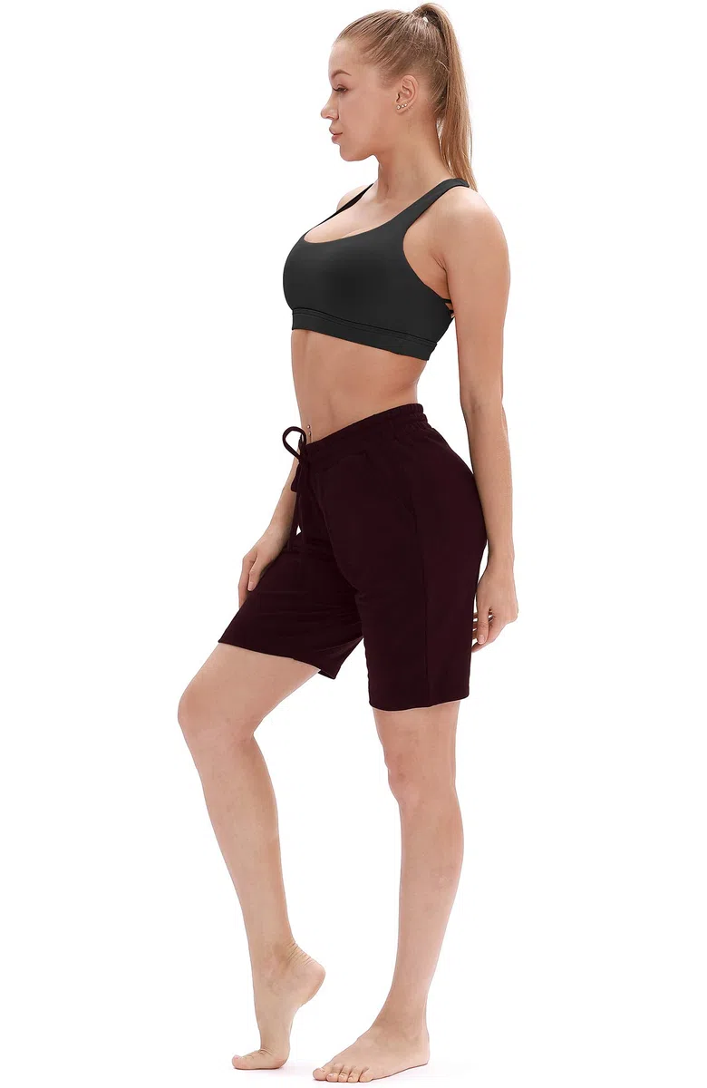 icyzone Femme Bermudas Shorts de Sport Été Pantalon Court avec Poches pour Loisirs Jogging