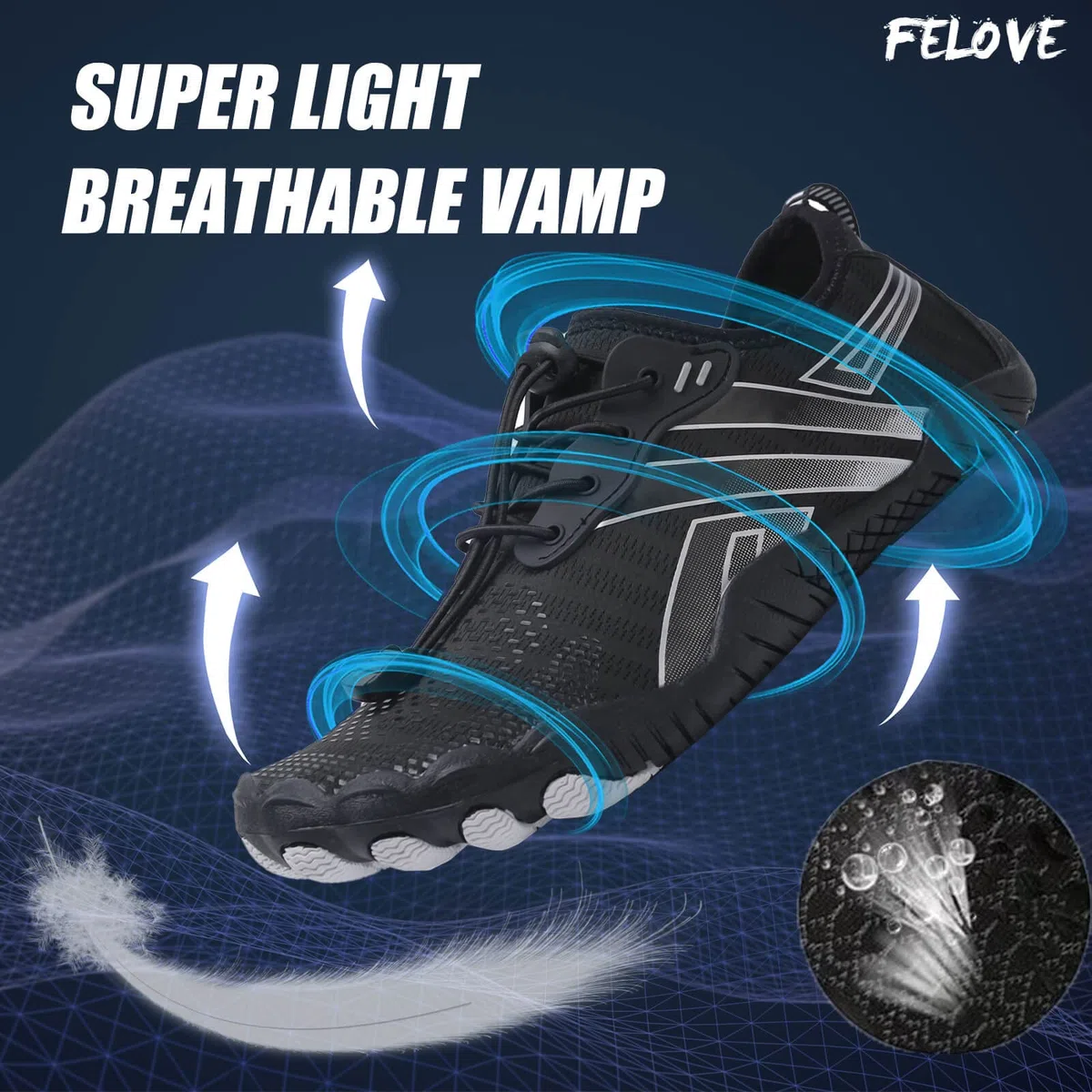 FELOVE Chaussures Aquatiques en Néoprène, Chaussures de Surf, Snorkeling, Plage et Randonnée Aquatique Hommes Femmes