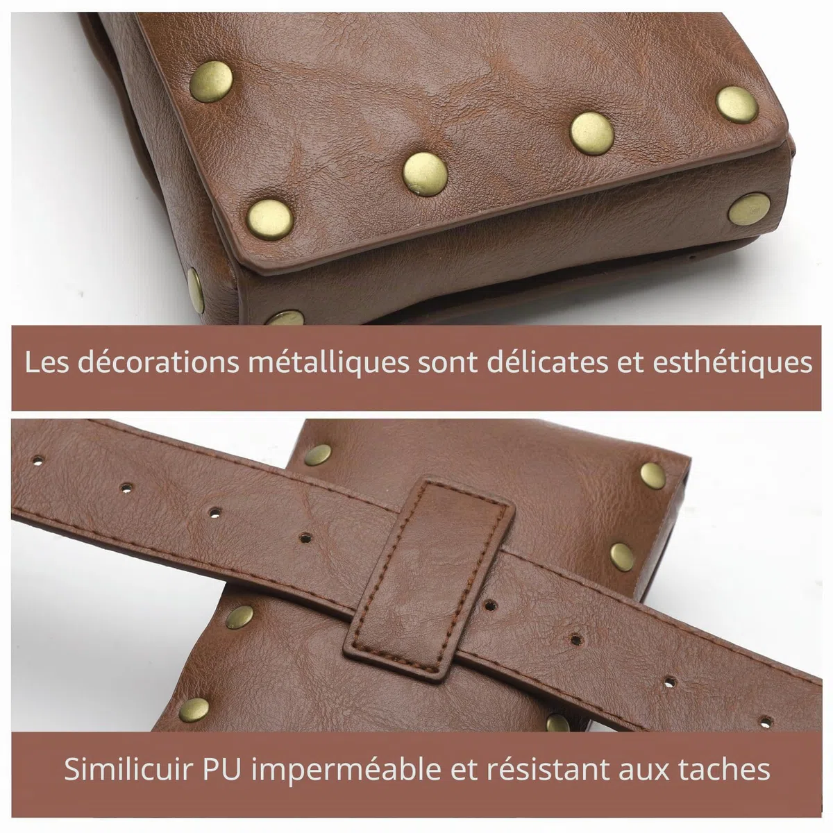 HENGBIRD Ceinture médiévale pour femme, sac de ceinture en cuir pour femme, sac en cuir médiéval, accessoire de ceinture médiéval pour femme, adapté pour le cosplay de la Renaissance, brun