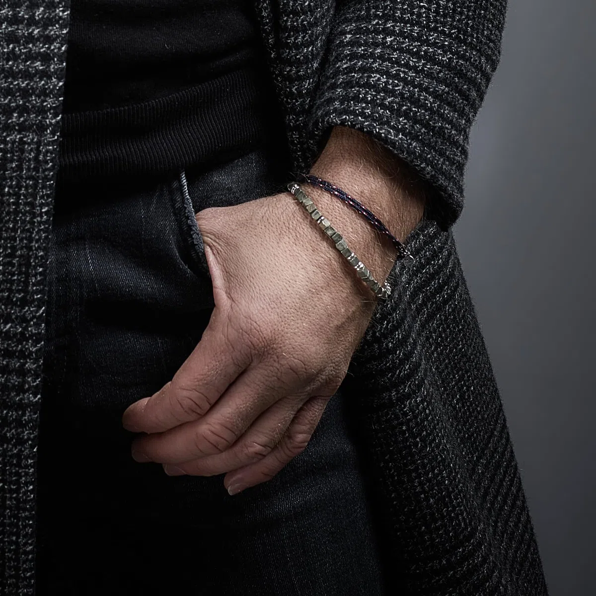 Nato Cuff - Bracelet Paracorde 2mm et Argent 925 - Bijou Homme ou Femme Ajustable dessiné et assemblé en France