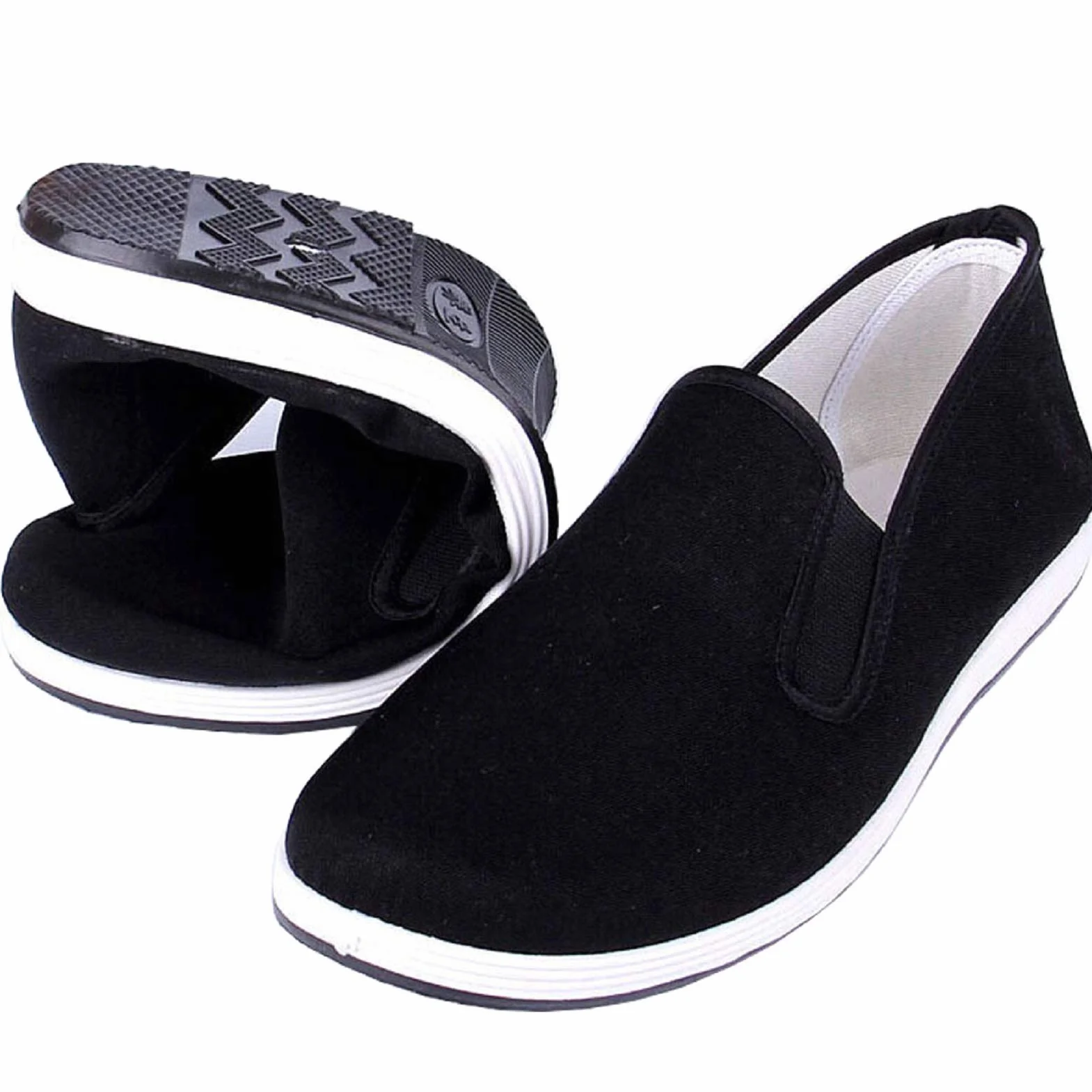 Kung Fu Tai Chi Arts Martiaux Chaussures Semelle en Caoutchouc Unisexe Toile Anti-Slip Mode Qigong Formateurs Noir