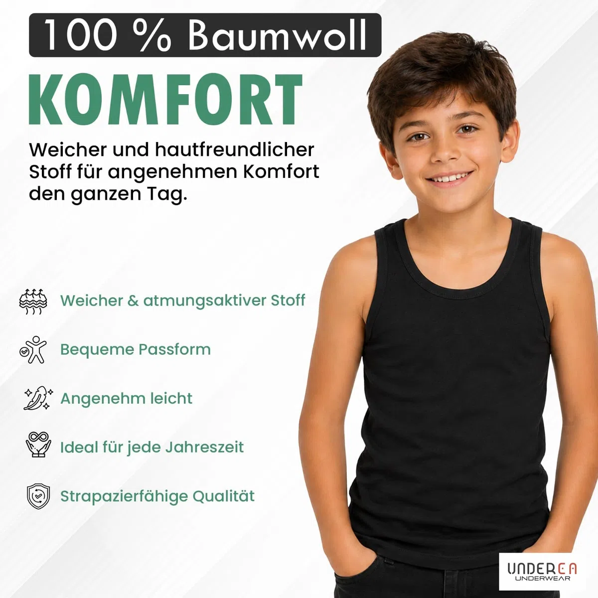 Lot de 3 débardeurs garçon – Côtelé Classique en Coton peigné 100%