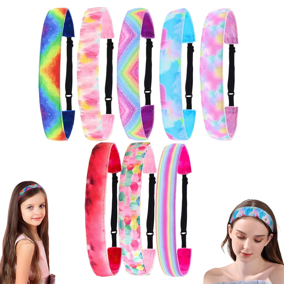 8 Pièces Lot Bandeaux Filles, Bandeau Cheveux Mode, Élastique Bandeau, Parfait Pour Le Sport, La Danse Ou d'Autres Activités De Loisirs