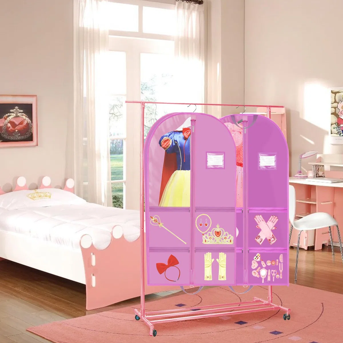 40" Sac de Costume pour Filles avec Gousset/Poches/Poignées, Pliable Housses de Vêtements de Costume de Danse, Anti Poussière Etanche Housses de Protection pour Compétitions Voyage Récitaux Concours