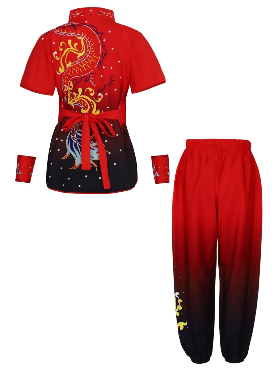dPois Costume Kung Fu Enfants Garçons Filles Arts Martiaux Vêtements Unisexe Uniformes Traditionnels Chinois Tai Chi Chinois Ensembles 3-16 Ans