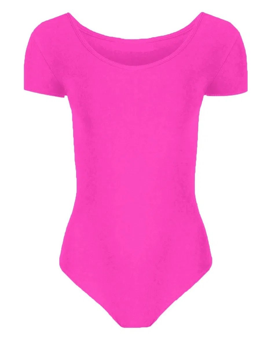 Justaucorps de danse à manches courtes pour fille - Uni - Extensible - Microfibre