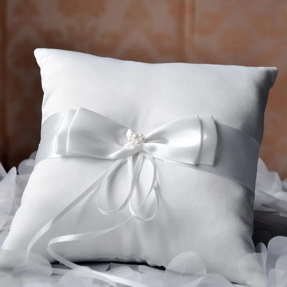 Srup Coussin pour alliances de Mariage, Coussin Blanc pour alliances, Coussin Support pour alliances, Oreiller de Porteur d'anneaux Mariage, Coussin D'alliances, pour Les alliances ou Les fiançailles