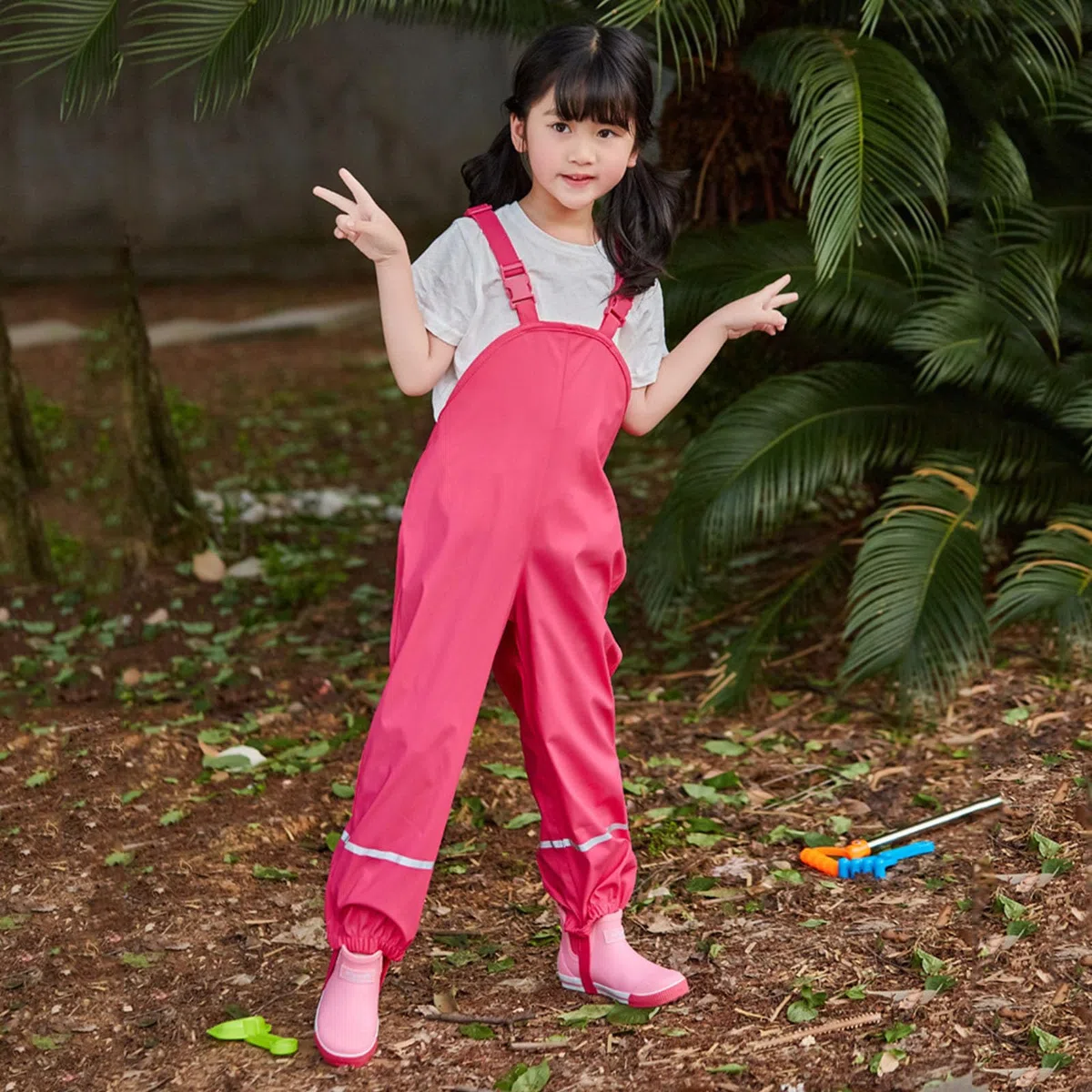 FANSU Pantalon de Pluie Enfant Imperméable Salopette, Pantalon de Pluie d'Extérieur avec Bretelles pour Garçons et Filles pour Jeux Boueux, Aventures en Bord de Mer