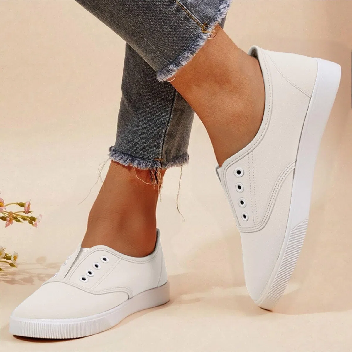 Générique Basket Femme-Chaussures en Toile légères et Confortables pour Femme - Chaussures décontractées Tendance en Toile à Lacets - Chaussures de Marche Classiques Plates pour Femme et Fille