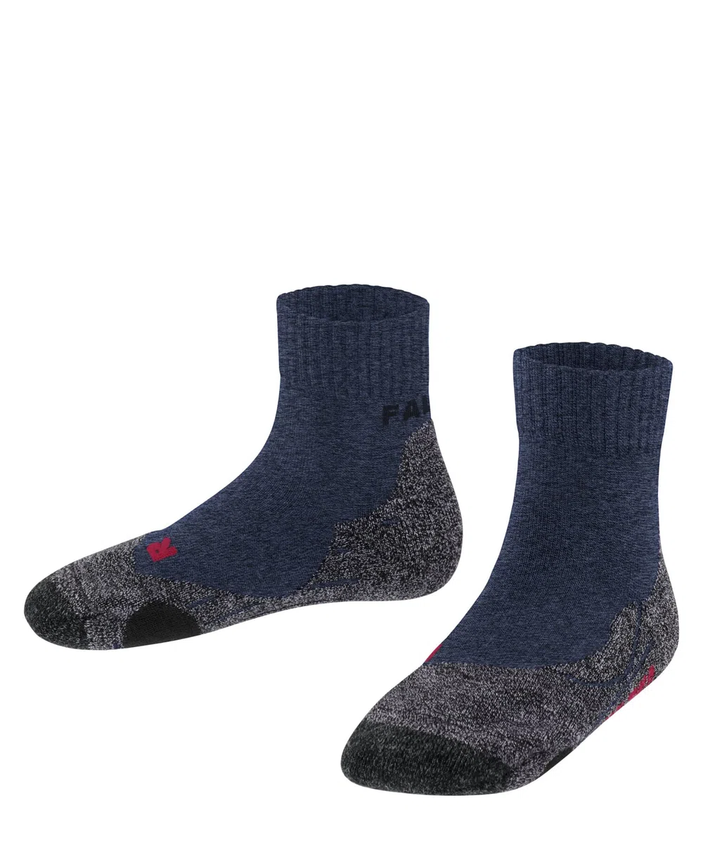 FALKE mixte enfant TK2 Short chaussettes de randonnée rembourrage moyen anti-ampoule chaudes courtes respirantes séchage rapide régulation climatique anti-odeur laine fil fonctionnel 1 paire