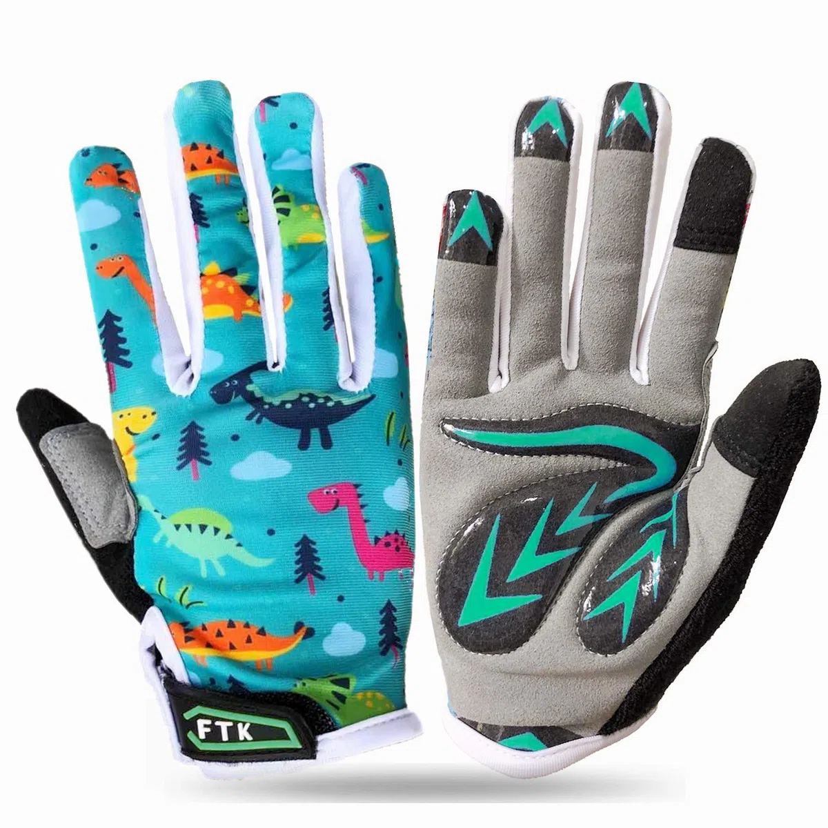 FINGER TEN Gants Velo Enfant Cyclisme Junior Running VTT Moto Plein Doigt Poignée Paire, Gant Bicyclette Escalade Randonnée Skateboard Gel Résistant à l'abrasion Antideparant Mitaines Outdoor