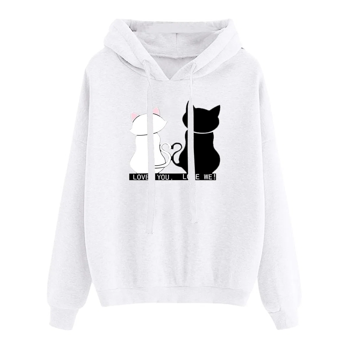 Women's Autumn and Winter New Casual Print Long Sleeve Heart Pullover Hoodie Pull Pyjama Votre Compte Mes Commandes De Noel Lumineux LED Femme Blanc Habit A La Mode Drole Homme Manteaux