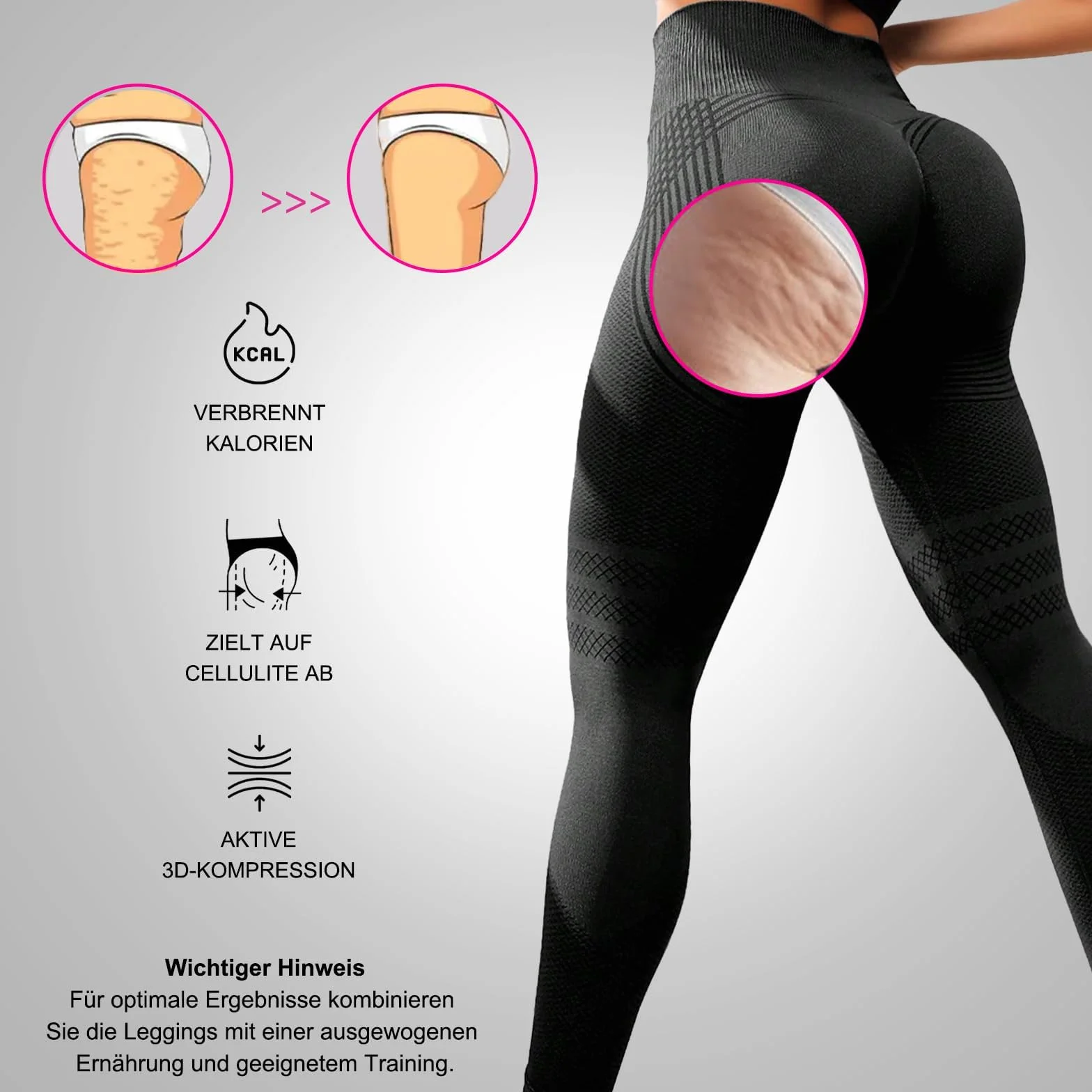 Lot de Luveon Legging Anti Cellulite Femme 3D Original, Leggings 3D Anti Cellulite, Legging à Compression - Minceur Taille Haute sans Couture Yoga Fitness Sport Pantalon