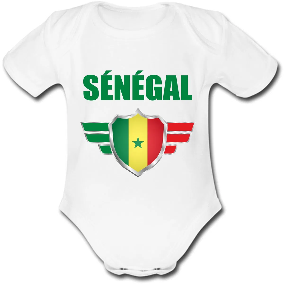 Body Bébé Manches Courtes - SÉNÉGAL - COUPE DU MONDE DE FOOTBALL 2018 - Prénom personnalisé - Personnalisable en ligne