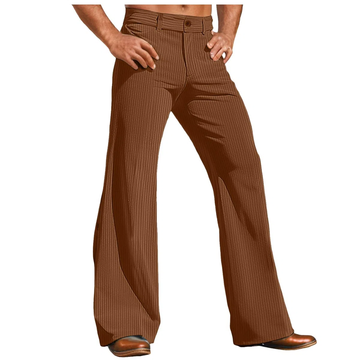 Pantalon évasé en velours côtelé pour homme - Style rétro des années 70 - Pantalon de danse Corduroy - Carnaval - Tenue disco - Clubwear - Pantalon hippie - Pantalon évasé - Coupe ajustée