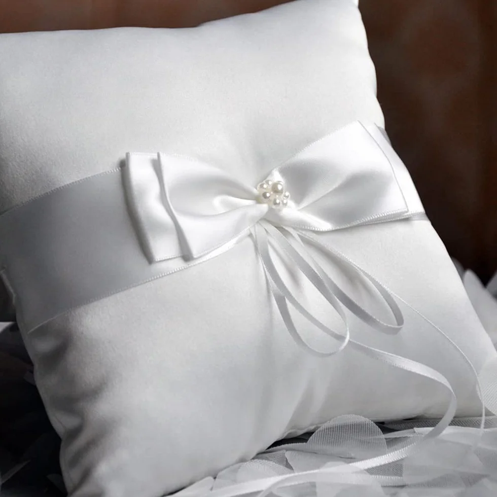 Srup Coussin pour alliances de Mariage, Coussin Blanc pour alliances, Coussin Support pour alliances, Oreiller de Porteur d'anneaux Mariage, Coussin D'alliances, pour Les alliances ou Les fiançailles