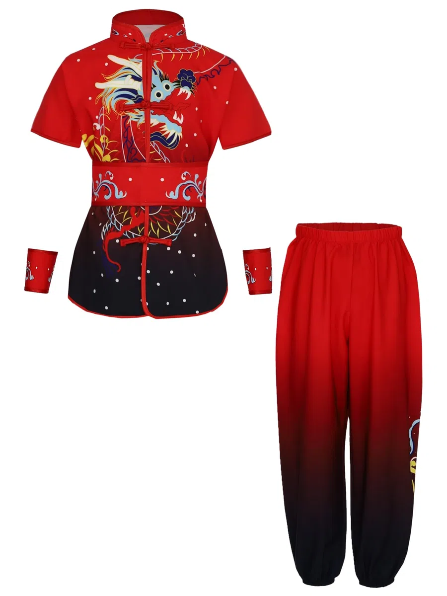 dPois Costume Kung Fu Enfants Garçons Filles Arts Martiaux Vêtements Unisexe Uniformes Traditionnels Chinois Tai Chi Chinois Ensembles 3-16 Ans