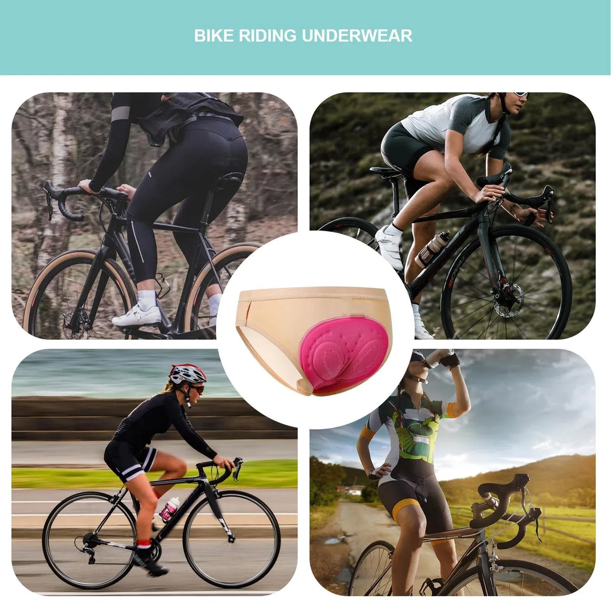 sous-vêtements de Cyclisme pour Femmes, Slips d'équitation pour Femmes - sous-vêtements de Cyclisme Respirants multifonctionnels | Vêtements de Cyclisme Extensibles Anti-Transpiration