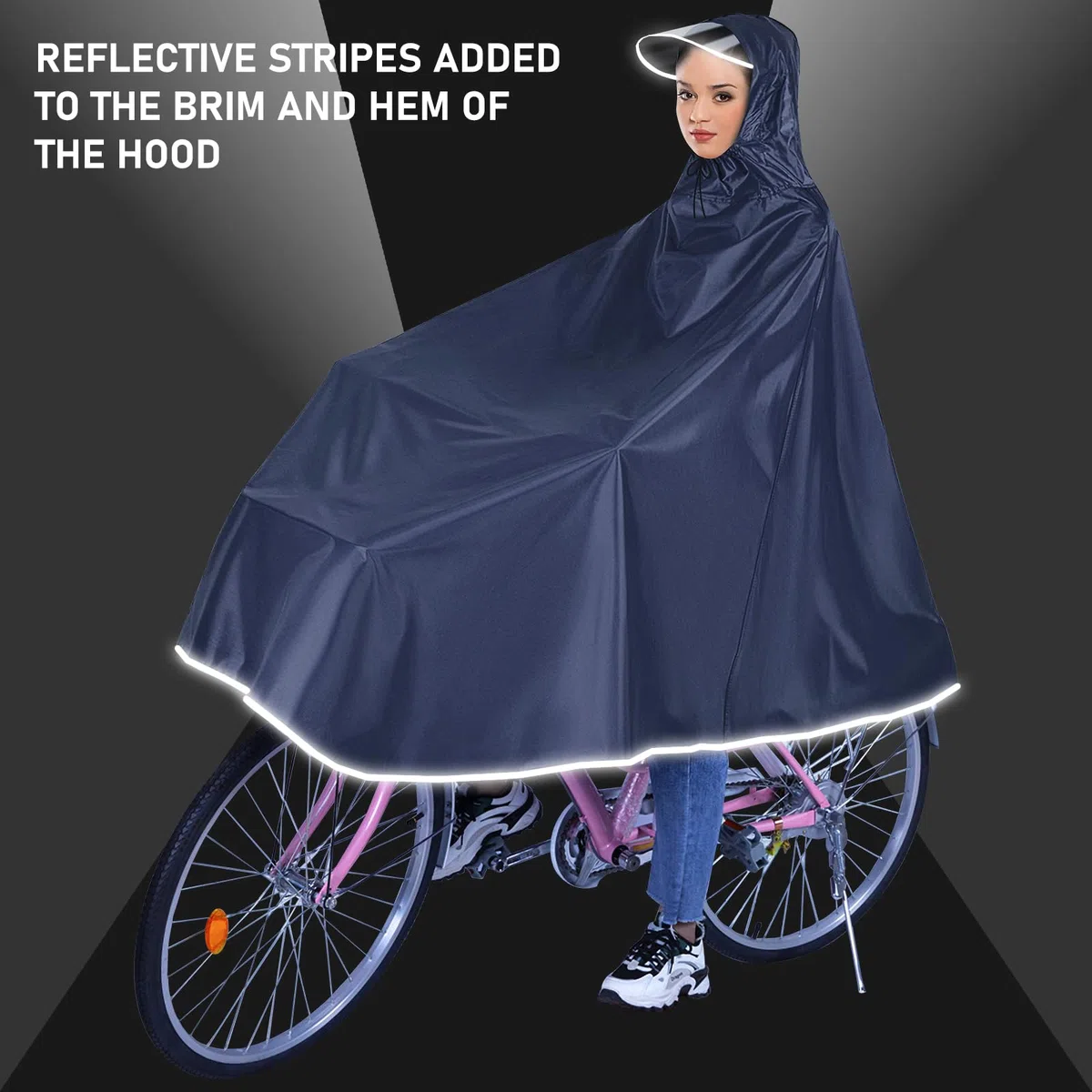 Nizirioo Imperméable a L'Eau Cyclisme Capes, Vélo Électrique Imperméable Poncho, Unisexe Poncho Vélo, Réfléchissante Léger Réutilisable Poncho, pour Bicyclettes, Vtt, Vélos Électriques