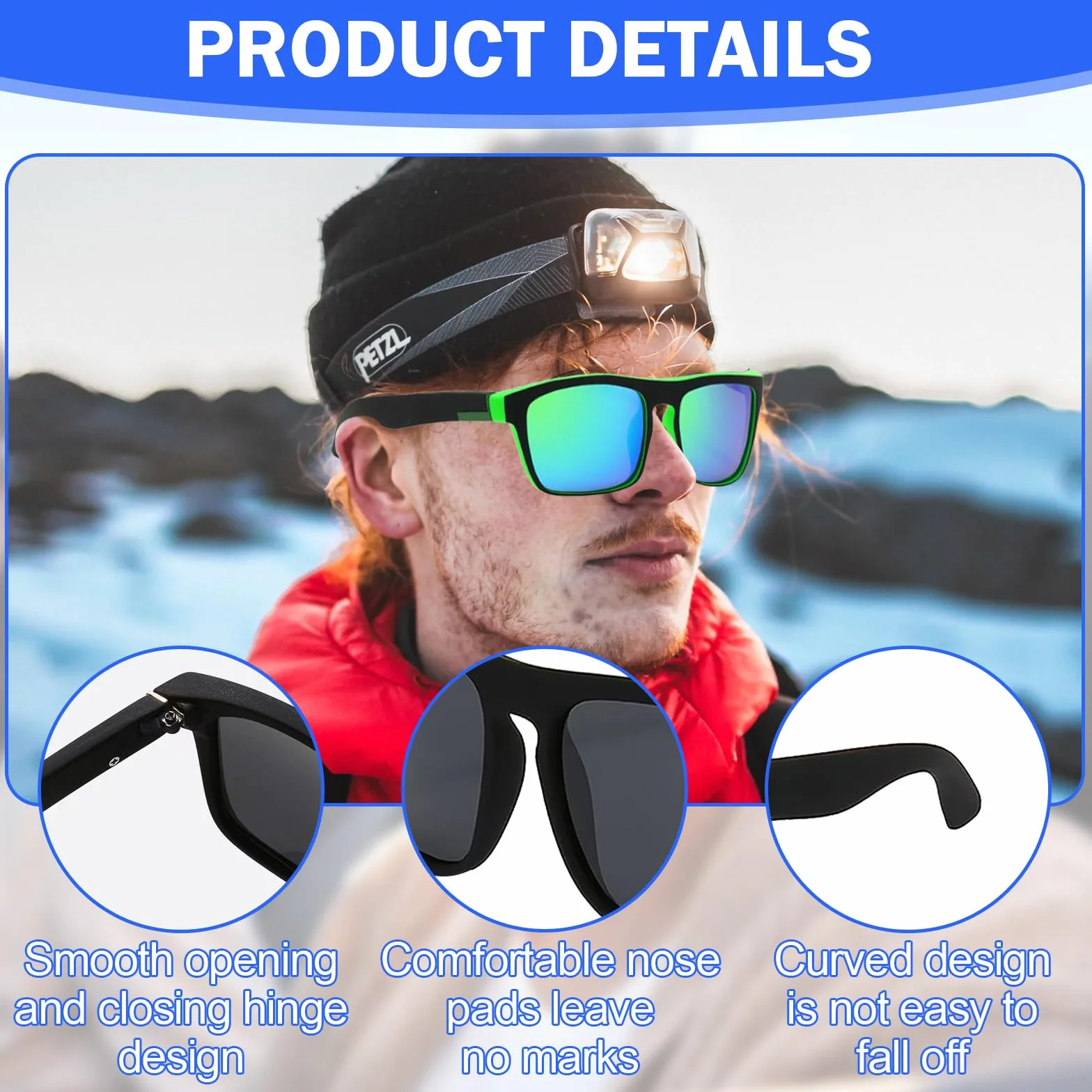Lot de 4 paires de Lunettes de Soleil Lunettes de Soleil Polarisées pour Homme Femme Disponibles UV Protection