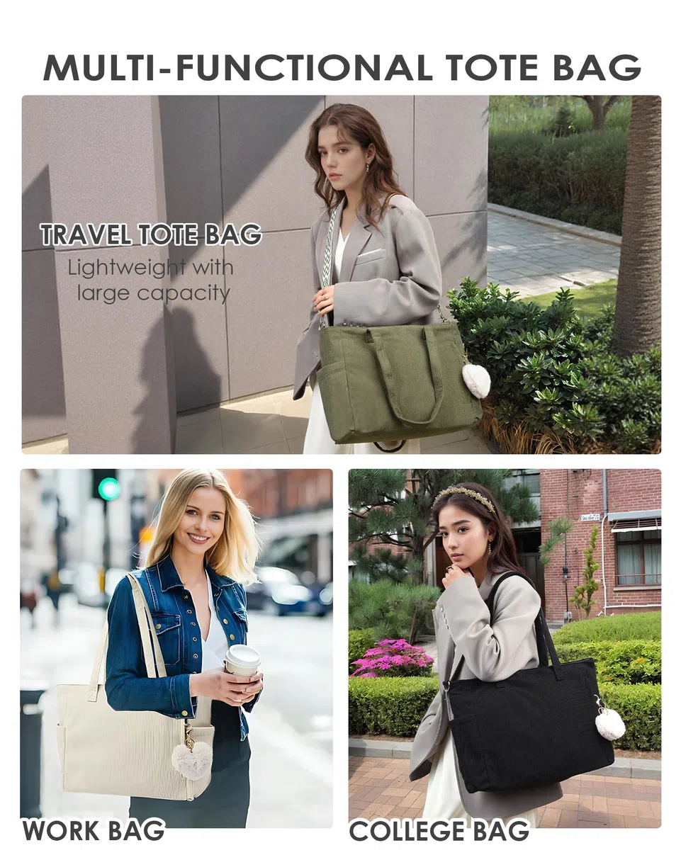 Makukke Cord Tote Bag Shopper Sac Femme Sac à bandoulière Grand sac à main Sacs à bandoulière pour le travail Bureau Voyage Shopping École