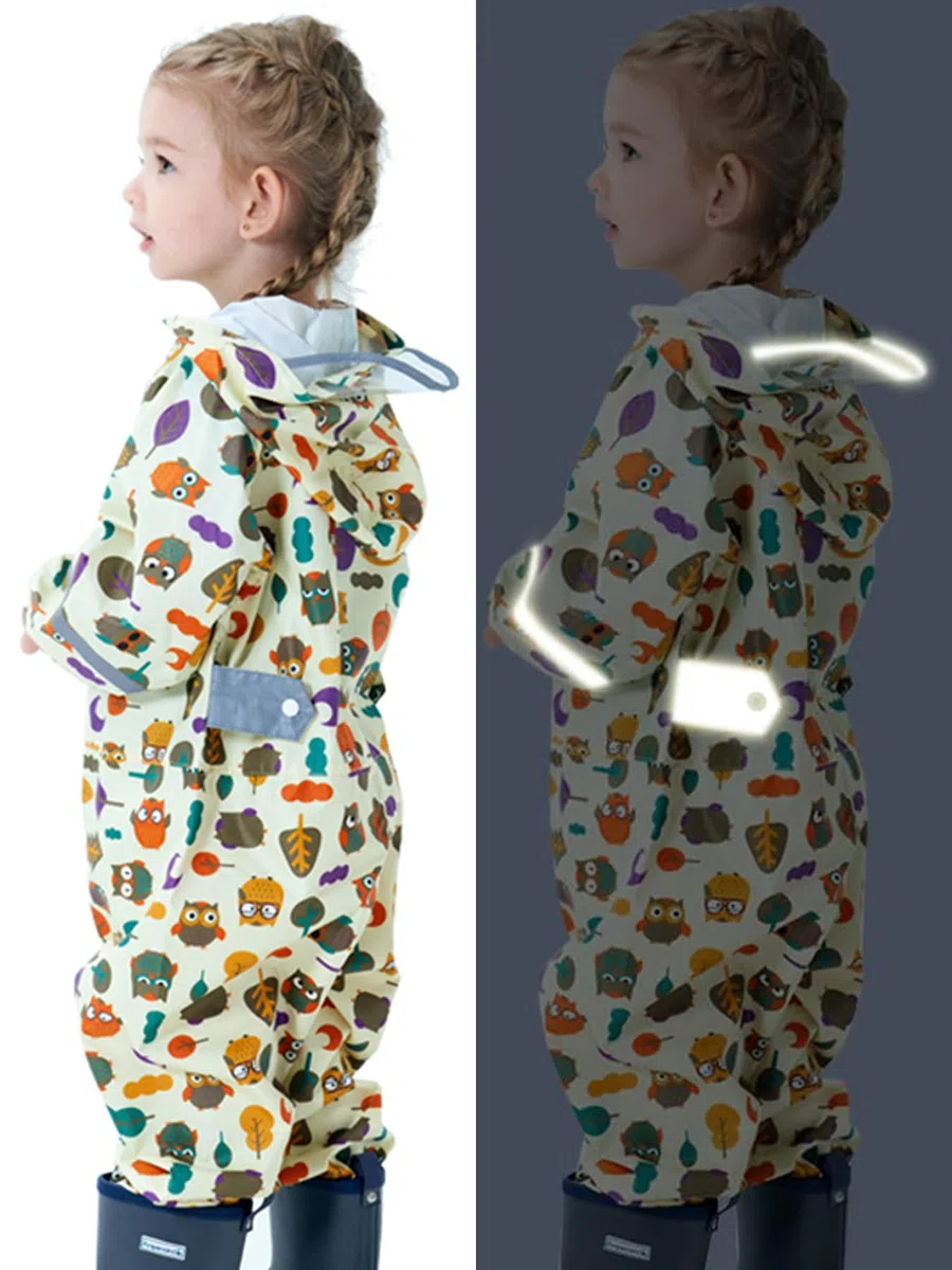 Poncho pluie Enfant Combinaison de Pluie pour Enfants Garçons Filles Imperméable Une Pièce Combinaison Imperméable
