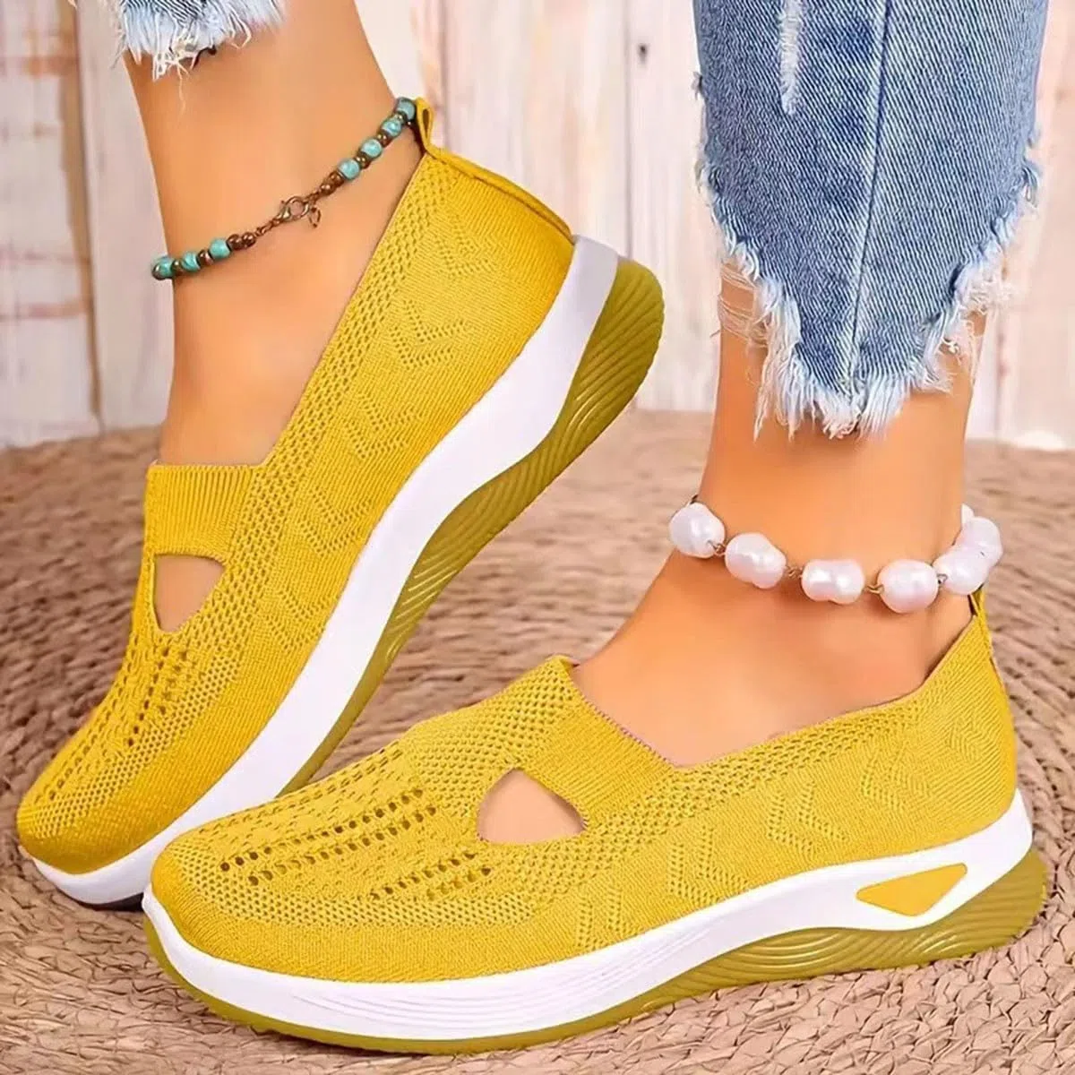 Chaussures Femme Confort Chic sans Lacets Orthopédique Baskets De Marche