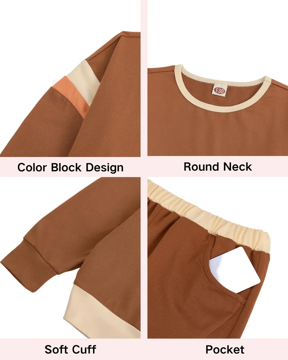 JiAmy Ensemble de vêtements d'automne 2 pièces pour filles - Tenue à manches longues et pantalons élégants pour 3 à 12 ans
