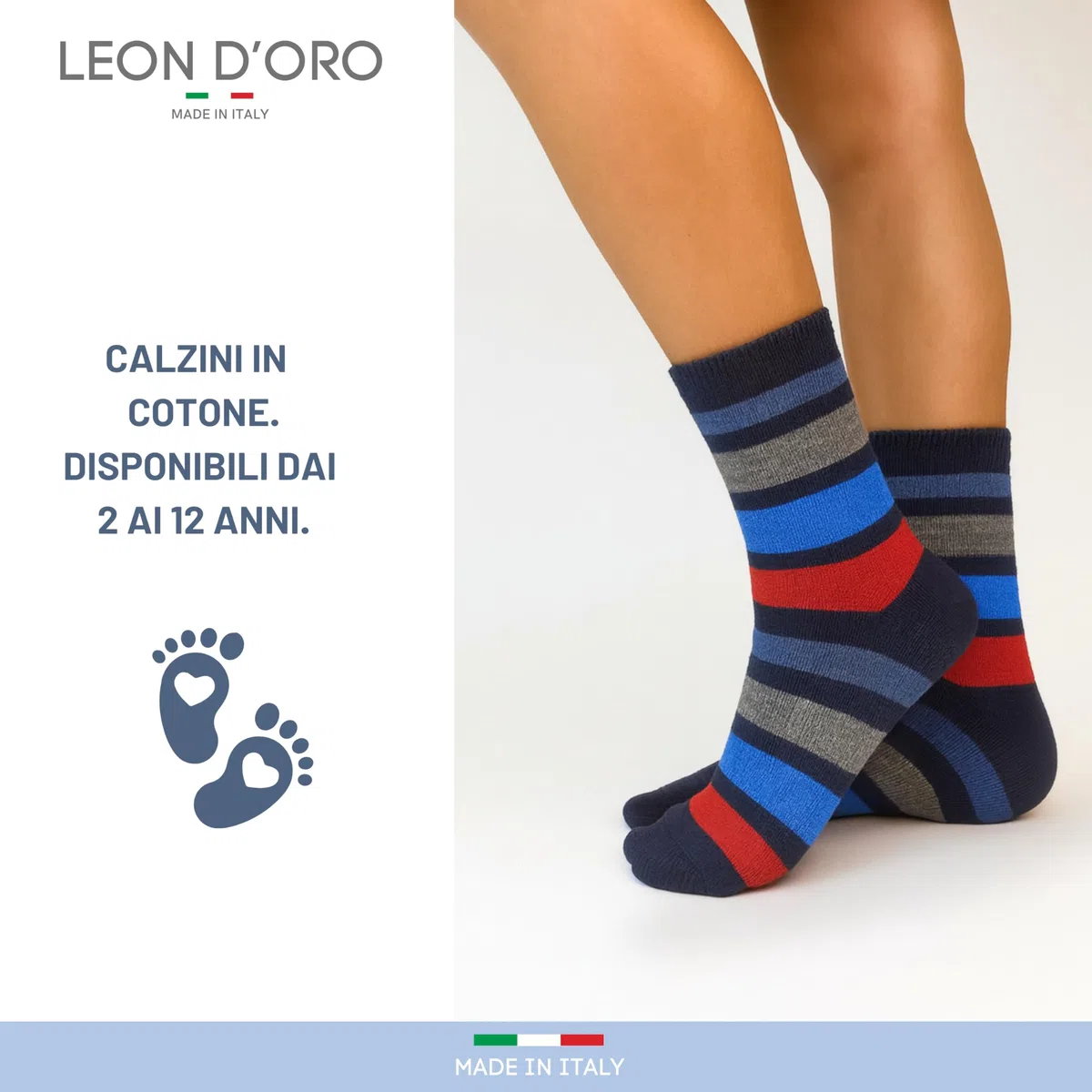 Chaussettes enfant en coton 4/6 paires chaussettes bébé garçon en coton fantaisie fabriquées en Italie