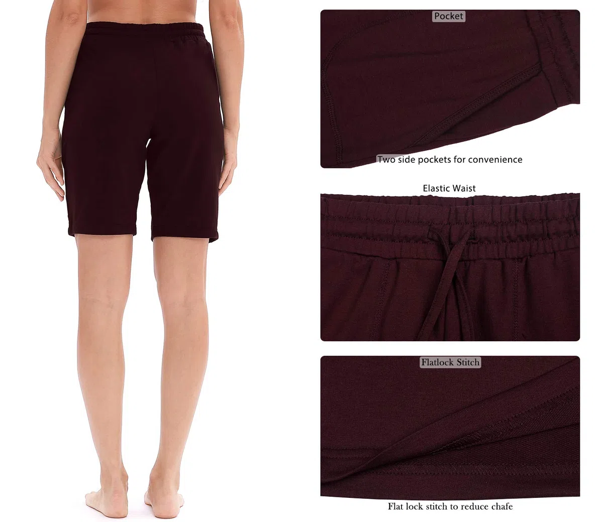 icyzone Femme Bermudas Shorts de Sport Été Pantalon Court avec Poches pour Loisirs Jogging
