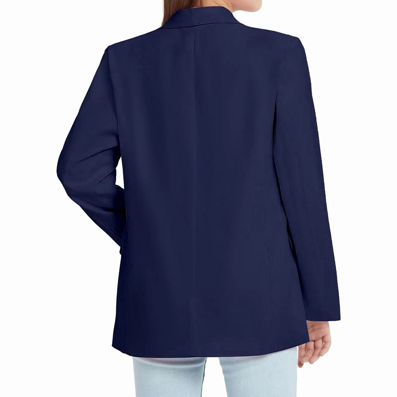 Blazers à Manches Longues pour Filles Col ChâLe Blazers Fille Veste De Costume Formelle avec Poche IntéRieure Printemps Elegant Manteau Enfant Veste Fille Couleur Unie 3-14 Ans