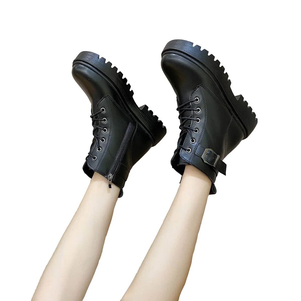 Bottes à lacets imperméables pour femme - Bottines de marche classiques avec fermeture éclair latérale et talons bas - Style décontracté et confortable - Pour la randonnée, le travail