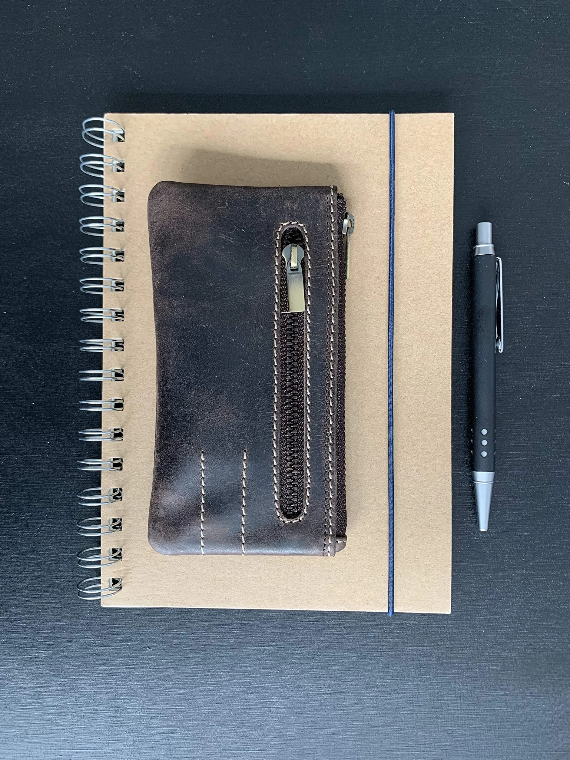 LEAS Pochette pour clés très Grande Taille, Cuir véritable, Marron Vintage-Collection''