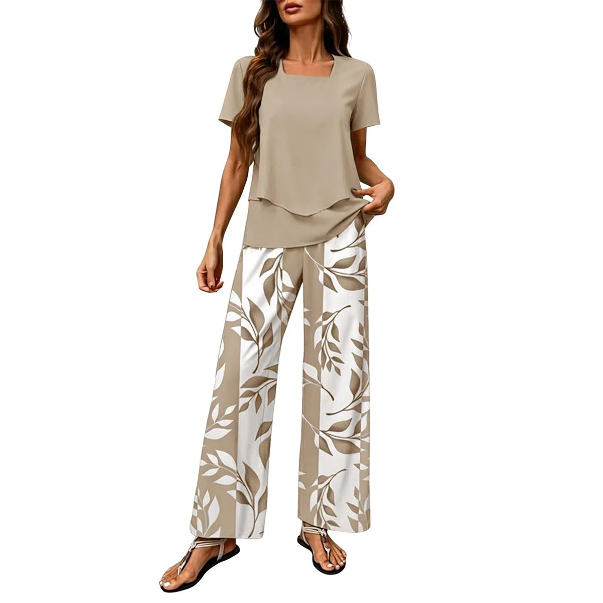 Ensemble Femme Chic Et Elegant Deux Pièces Grande Taille Chemise Manches Courtes Et Imprimé Floral Pantalon Large Fluide éTé Tenue DéContracté Léger De Plage Jogging Outfit Set Loungewear