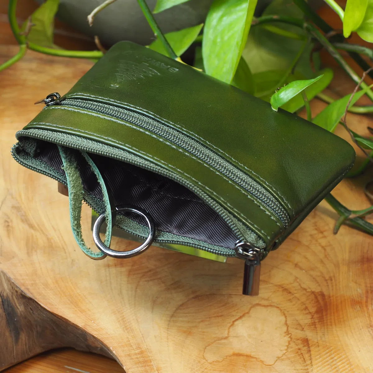 Étui à clés en cuir véritable édition spéciale, étui à clés pour femme, homme, enfant, porte-monnaie compact fait à la main spécial, vert, Weihnachtsbaum M, Poche pour carte d'identité
