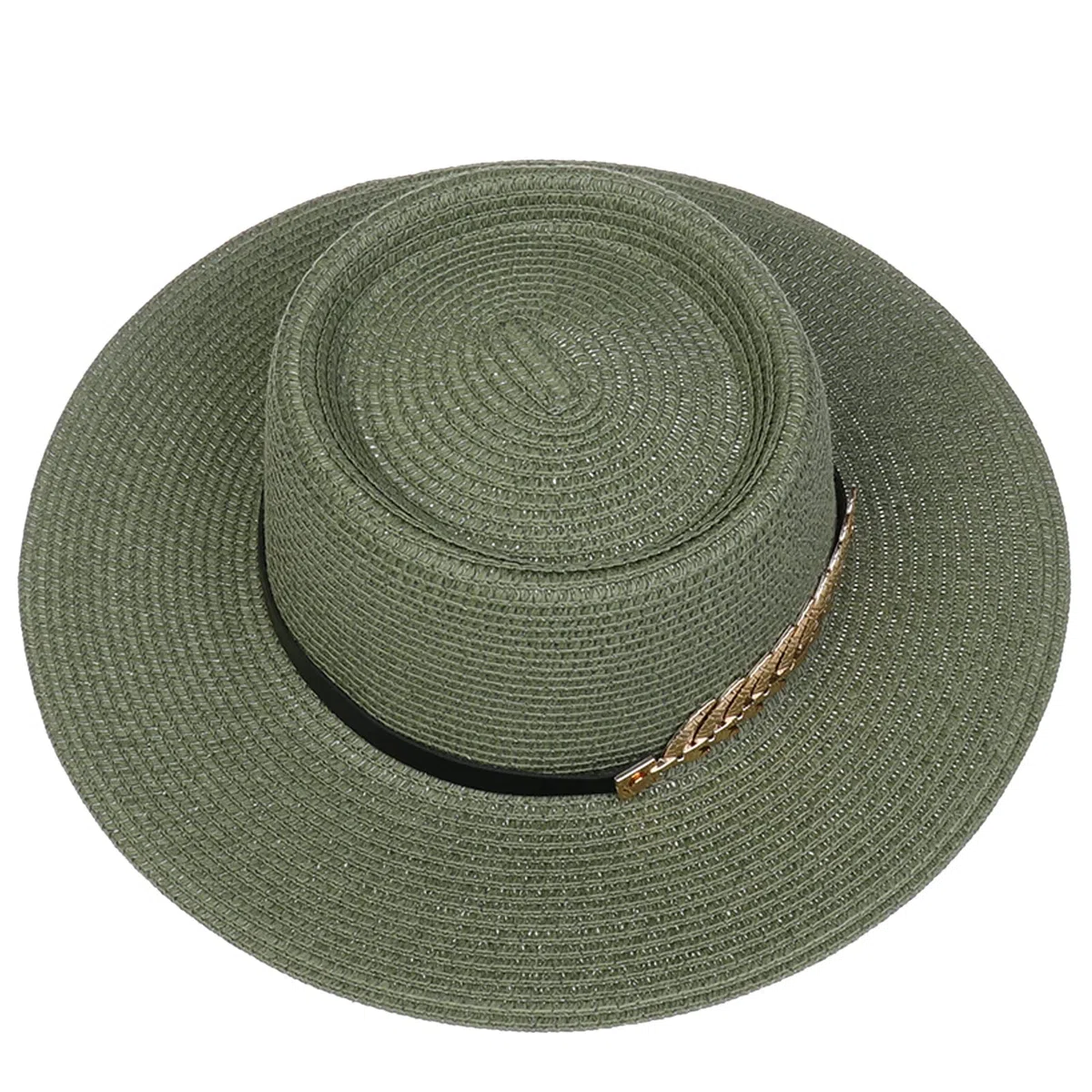 Femme Chapeau de Paille Panama Large Bord avec Boucle Capeline Eté Anniversaire Camping Plage