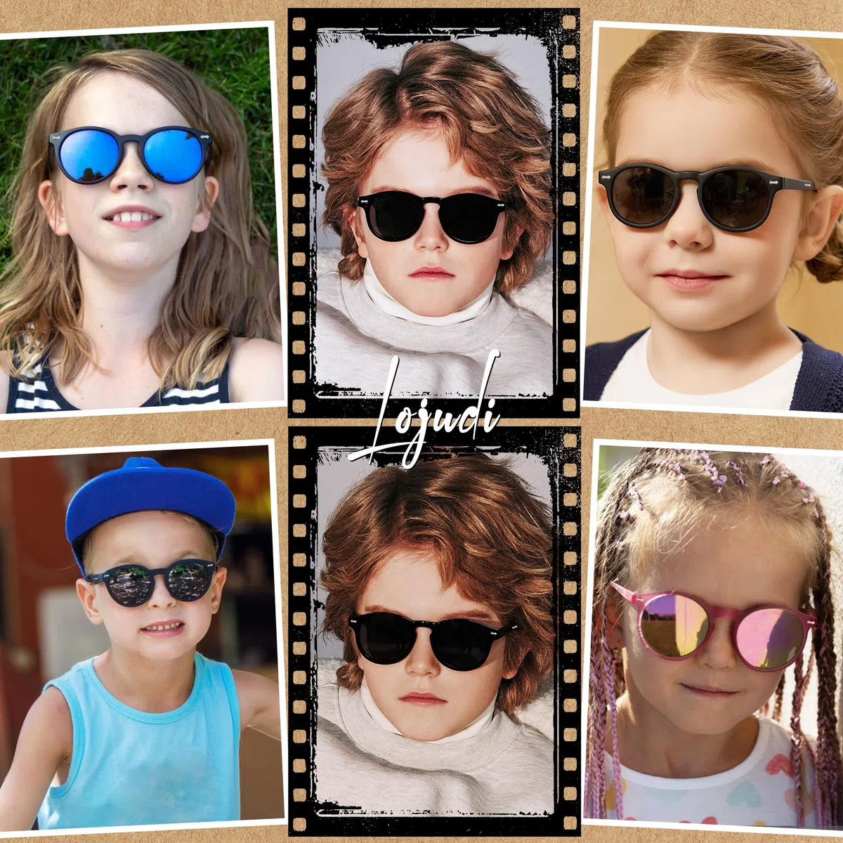 Lunette de soleil Enfant Fille Garçon - Polarisées Protection UV400 Rond Mode Monture Souple Lunettes Soleil Enfants pour 3 à 12 Ans