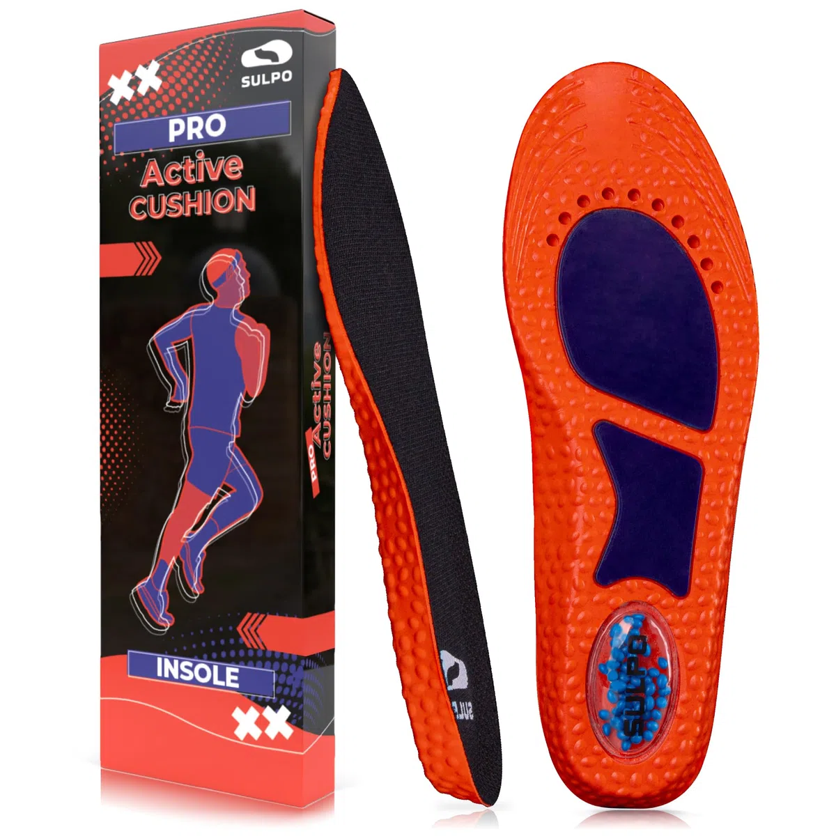SULPO PRO Active Sport Semelles chaussures - Semelles orthopédiques - Semelles chaussures gel - Semelles confort - Semelles amortissantes - Semelles pour gymnases - Semelles de course