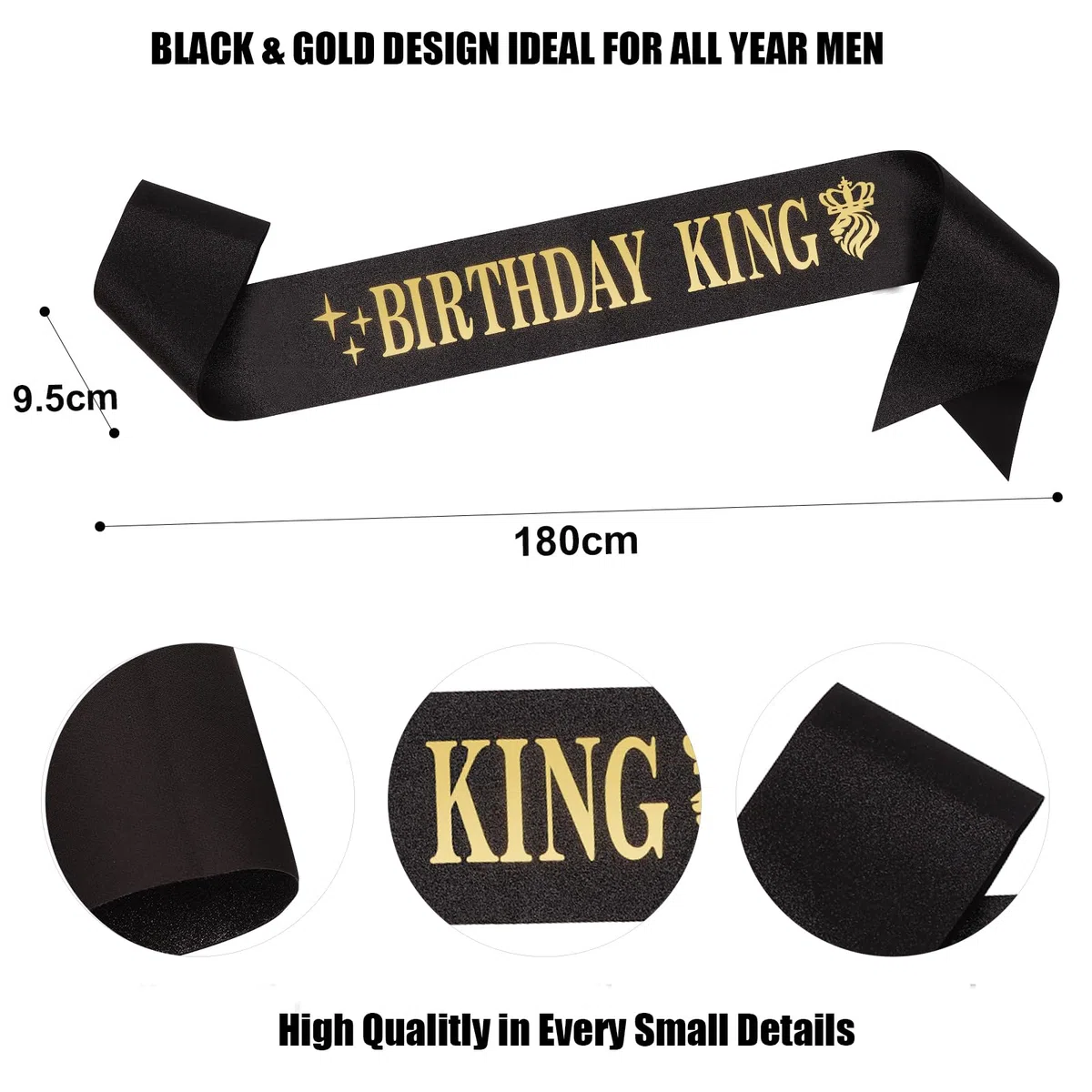 Couronne de roi d'anniversaire et écharpe pour homme, ensembles de décoration d'anniversaire pour homme, cadeaux d'anniversaire pour hommes, décorations de fête d'anniversaire pour homme