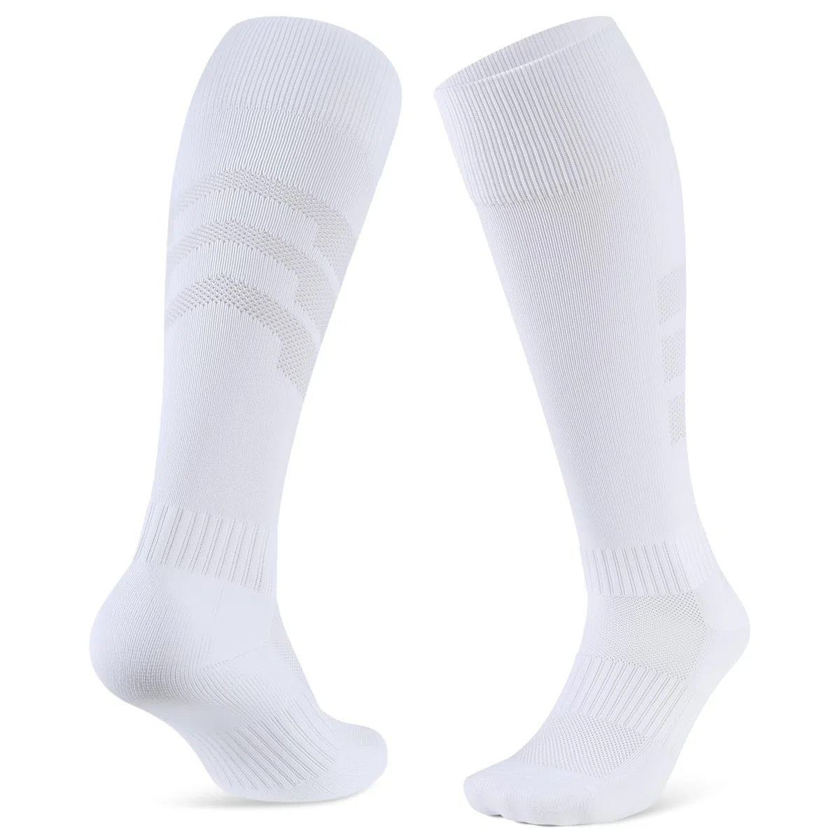 CLOSEMATE 2 Paires Chaussettes Foot Antidérapantes Hautes Longues 39-42 43-46 47-50 pour Hommes Femmes Respirantes Confortables en Noir Blanc Bleu