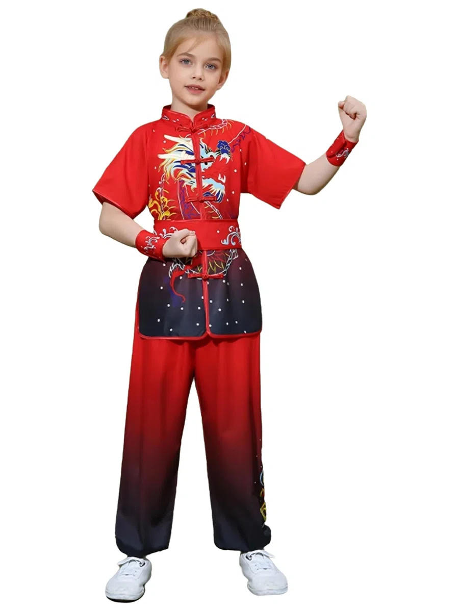 dPois Costume Kung Fu Enfants Garçons Filles Arts Martiaux Vêtements Unisexe Uniformes Traditionnels Chinois Tai Chi Chinois Ensembles 3-16 Ans