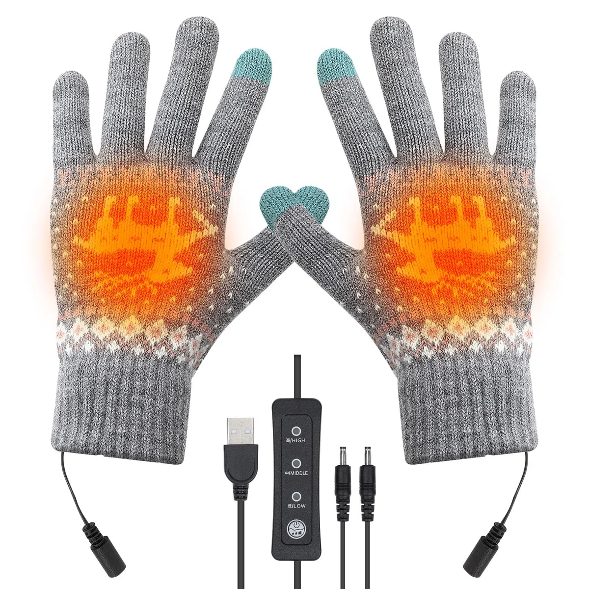 Victop Chauffants USB pour Hommes Femmes Chauffantes Tricotées avec 3 Températures Écran Tactile Gants d'ordinateur Portable Gants Chauffe Mains pour Cadeau d'hiver pour L'intérieur Extérieur