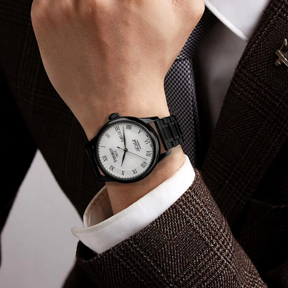TStrap Bracelet Montre Metal Poli - Noir Acier Inoxydable Dégagement Rapide Bracelets - Métallique Smart Watch Strap pour Homme Femme Remplacement - 12mm ... 20mm 22mm 24mm