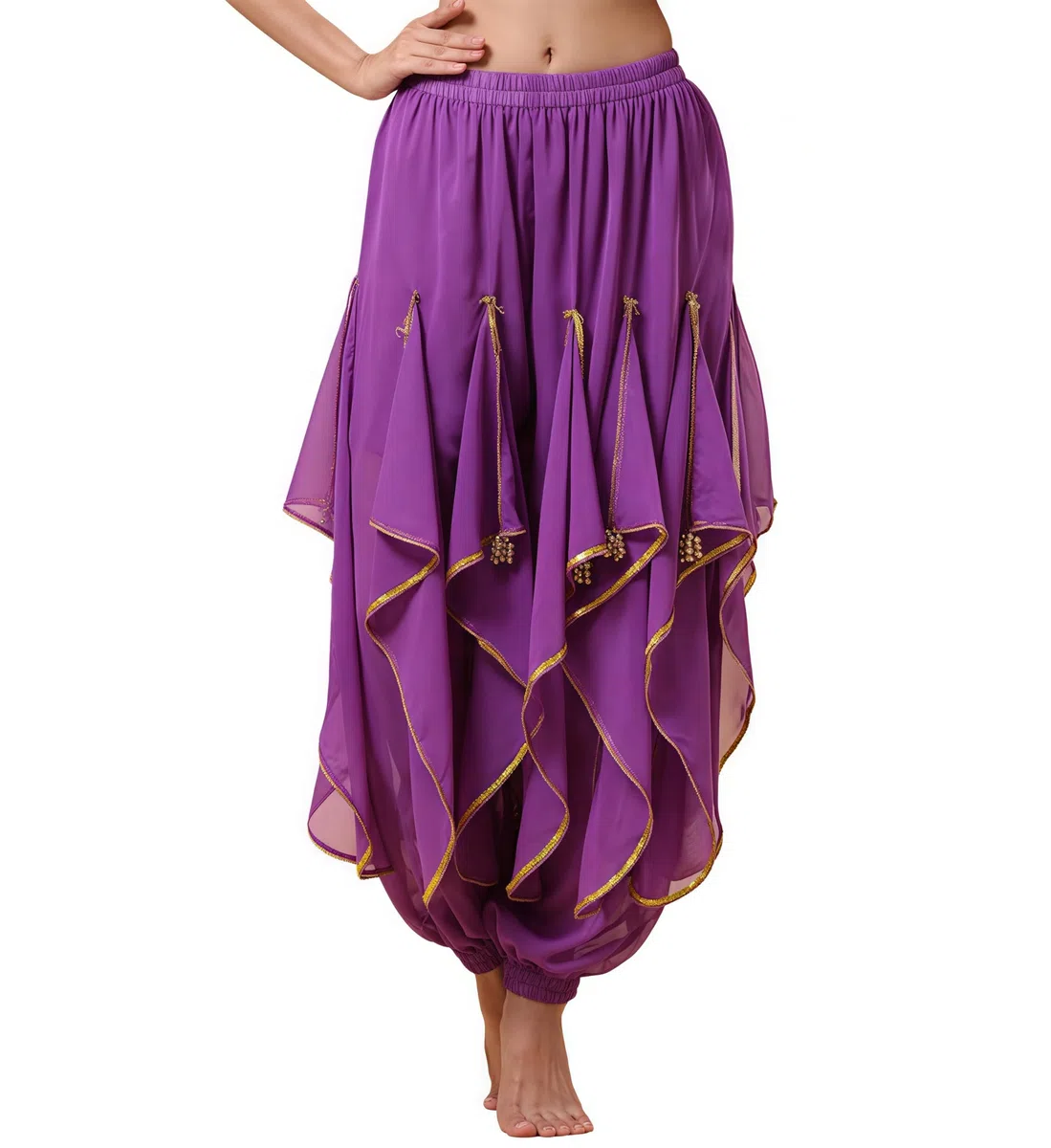 Baisdan Sarouel de danse du ventre - Costume indien arabe - Pantalon ondulé tribal