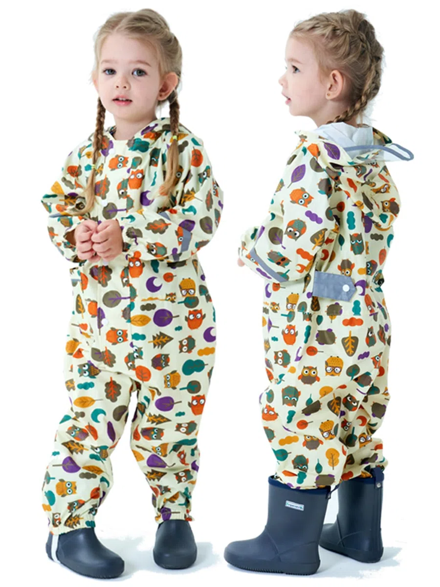 Poncho pluie Enfant Combinaison de Pluie pour Enfants Garçons Filles Imperméable Une Pièce Combinaison Imperméable