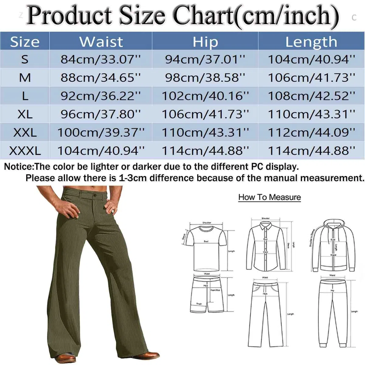 Pantalon évasé en velours côtelé pour homme - Style rétro des années 70 - Pantalon de danse Corduroy - Carnaval - Tenue disco - Clubwear - Pantalon hippie - Pantalon évasé - Coupe ajustée
