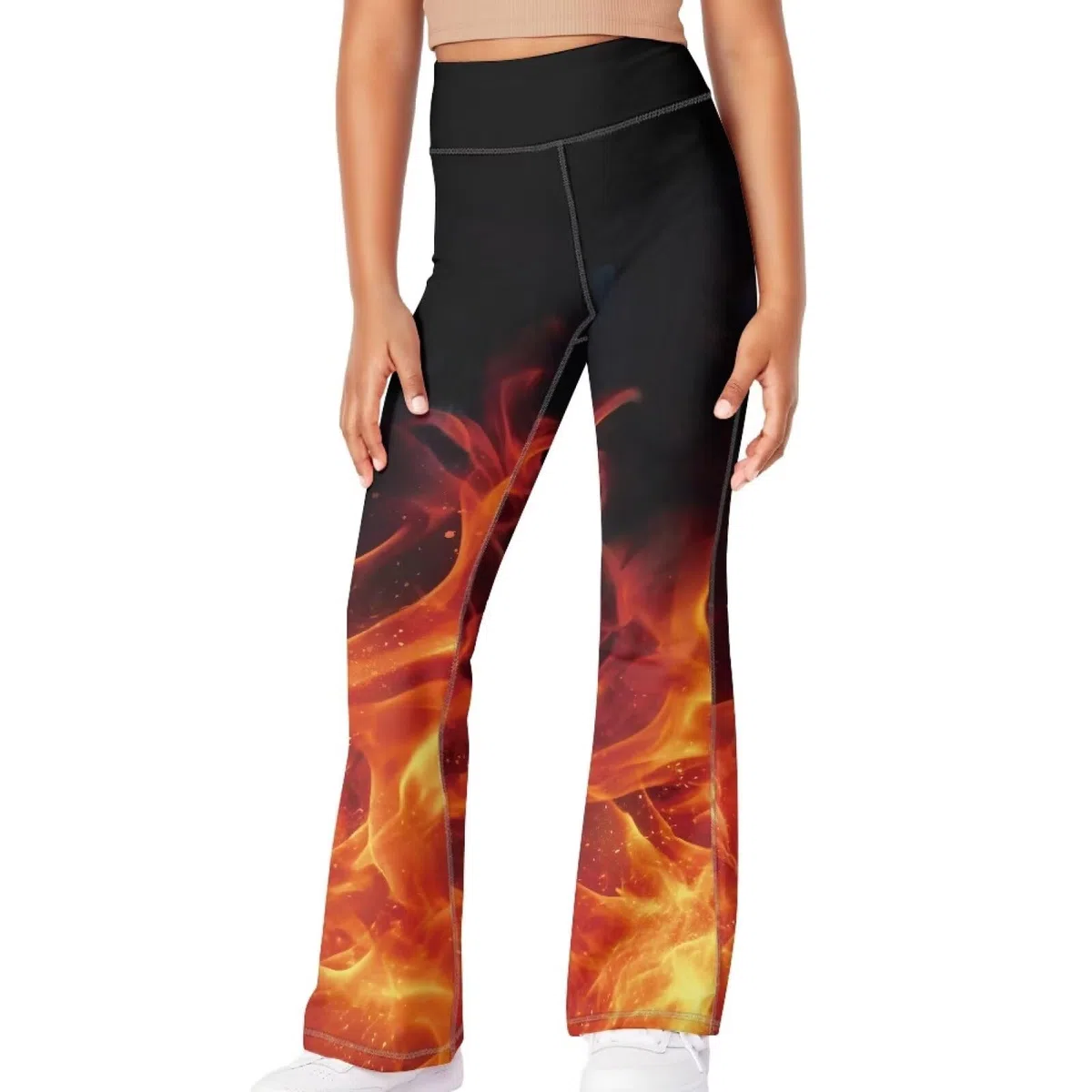 Pantalon de survêtement évasé taille haute pour filles - Pour yoga, danse