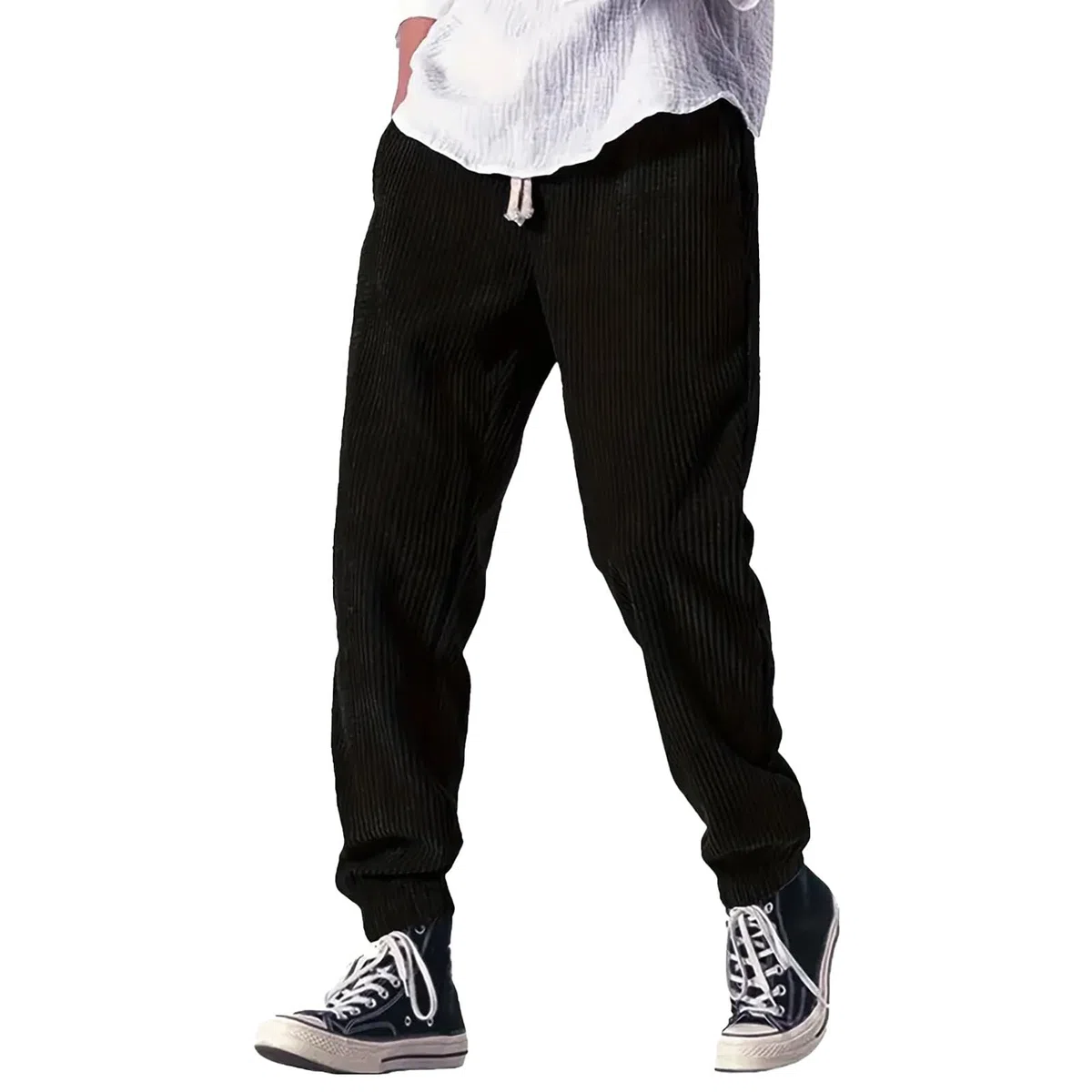 Pantalon Kirakuco Homme Velours Cotelé Pantalons Japonais Sweatpants avec Poche Et Cordon Élastique Taille Baggy Pantalons De Serrage Bodybuilding Sport Streetwear